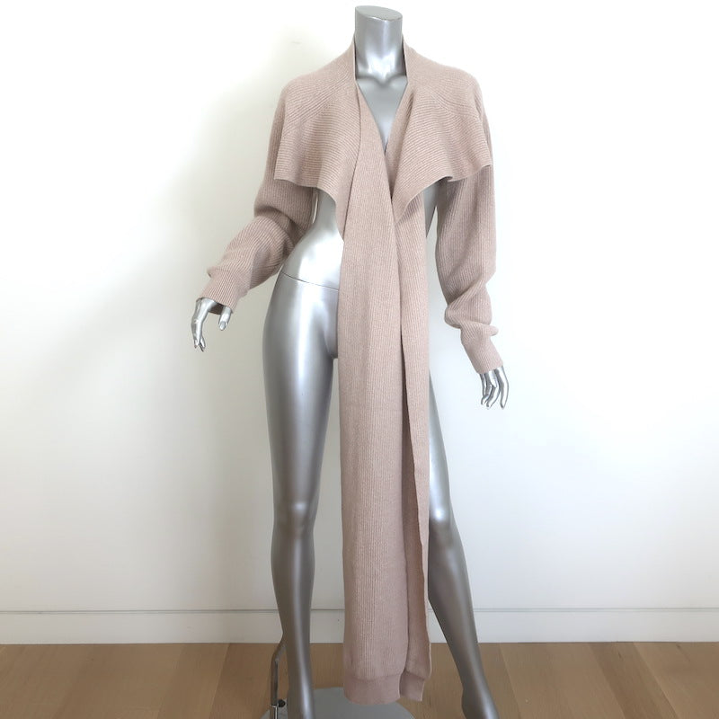 Hermes Cashmere Cropped Wrap Sweater Beige Ribbed Knit Size 42
