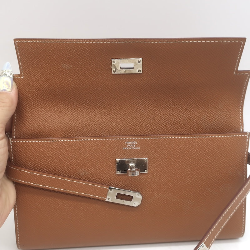 Hermes 2021 Kelly Longue Wallet Gold Epsom Leather Palladium Hardware