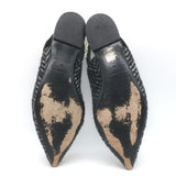 Dolce & Gabbana Faux Pearl Chevron Tweed Slingback Flats Black Size 38