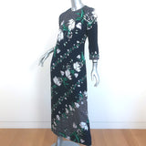 Erdem Maxi Dress Evanna Leighton Navy Tulip Print Silk Twill Size US 4 NEW