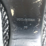 Dolce & Gabbana Faux Pearl Chevron Tweed Slingback Flats Black Size 38