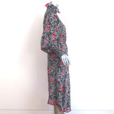 Isabel Marant Etoile Asymmetrical Midi Dress Yescott Floral Print Silk Size 34