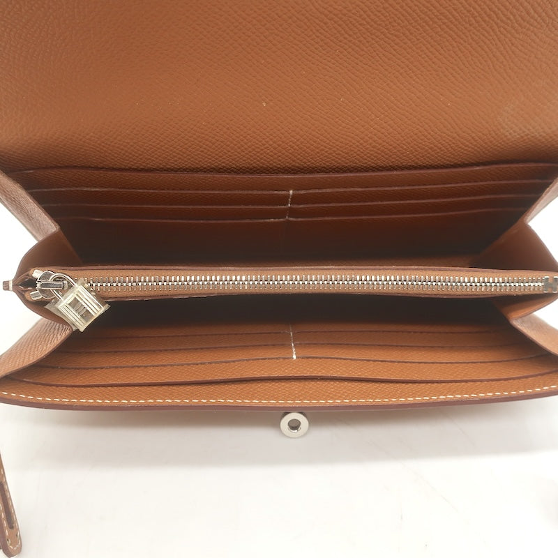 Hermes 2021 Kelly Longue Wallet Gold Epsom Leather Palladium Hardware