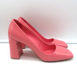 Prada Square Toe Pumps Pink Patent Leather Size 38.5 NEW