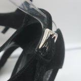 Prada Ankle Strap Sandals Black Suede Size 38.5 Open Toe Heels