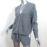 Splendid Camelia Fringed Cashmere Cardigan & Short Set Gray Size Extra Small NEW