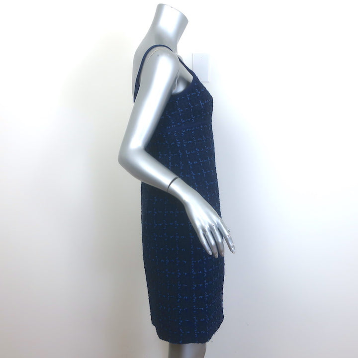 Chanel 24P Tweed Tank Dress Navy Wool-Blend Size 38 NEW