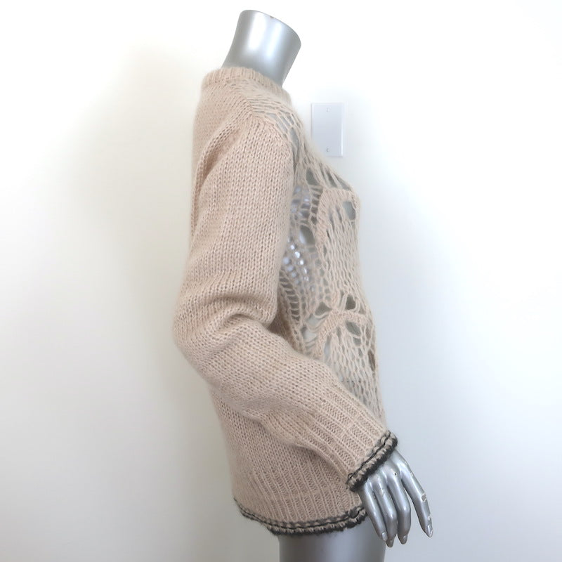 Givenchy Distressed Knit Pullover Sweater Nude Mohair-Blend Size Small