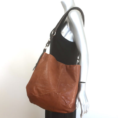Vintage Yves Saint Laurent Large Hobo Bag Brown Leather