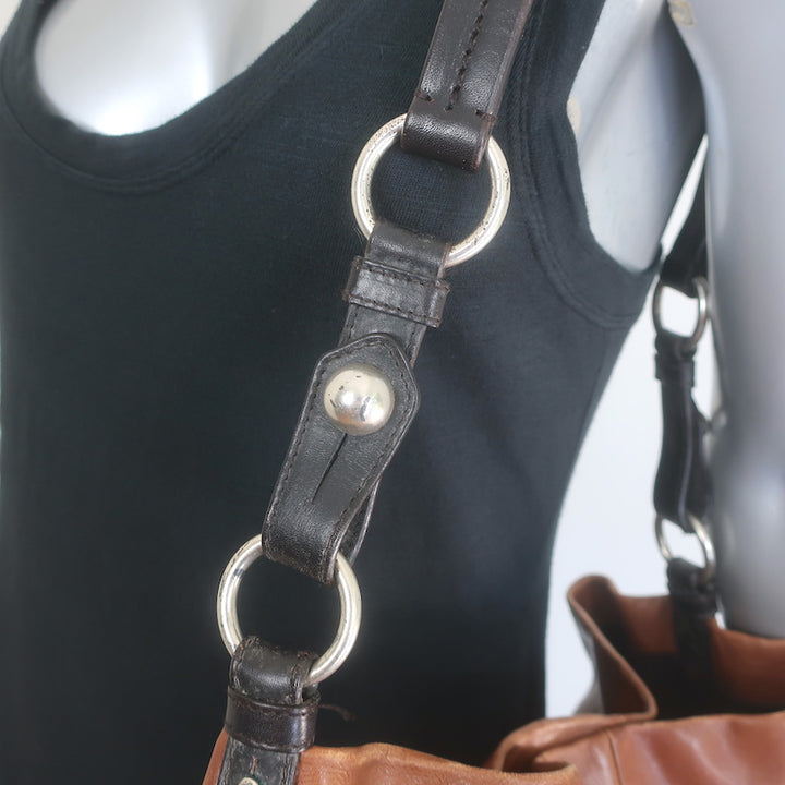 Vintage Yves Saint Laurent Large Hobo Bag Brown Leather