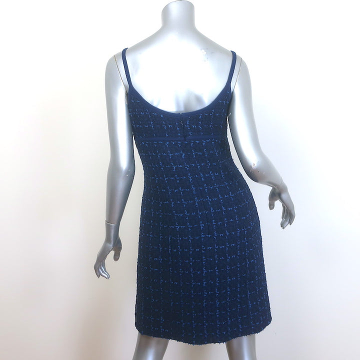 Chanel 24P Tweed Tank Dress Navy Wool-Blend Size 38 NEW