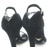 Prada Ankle Strap Sandals Black Suede Size 38.5 Open Toe Heels