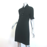 Burberry London Ruffle-Sleeve Polo Dress Black Stretch Cotton Size Medium