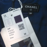 Chanel 24P Tweed Tank Dress Navy Wool-Blend Size 38 NEW