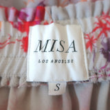 MISA Marion Ruffle Mini Skirt Gray/Multi Floral Print Chiffon Size Small
