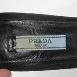 Prada Ankle Strap Sandals Black Suede Size 38.5 Open Toe Heels