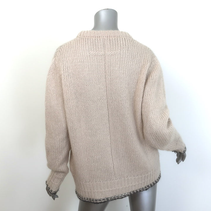 Givenchy Distressed Knit Pullover Sweater Nude Mohair-Blend Size Small