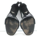 Prada Ankle Strap Sandals Black Suede Size 38.5 Open Toe Heels