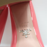 Prada Square Toe Pumps Pink Patent Leather Size 38.5 NEW