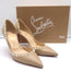 Christian Louboutin Irishell 85 Studded d'Orsay Pumps Nude Leather Size 38.5