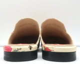 Gucci Princetown Mules Cream Rose Print Leather Size 37.5 Slip-On Flats NEW