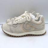 Christian Dior C'est Dior ecru fringed suede and mesh sneakers, off-white, authentic pre-owned with light wear