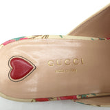 Gucci Princetown Mules Cream Rose Print Leather Size 37.5 Slip-On Flats NEW