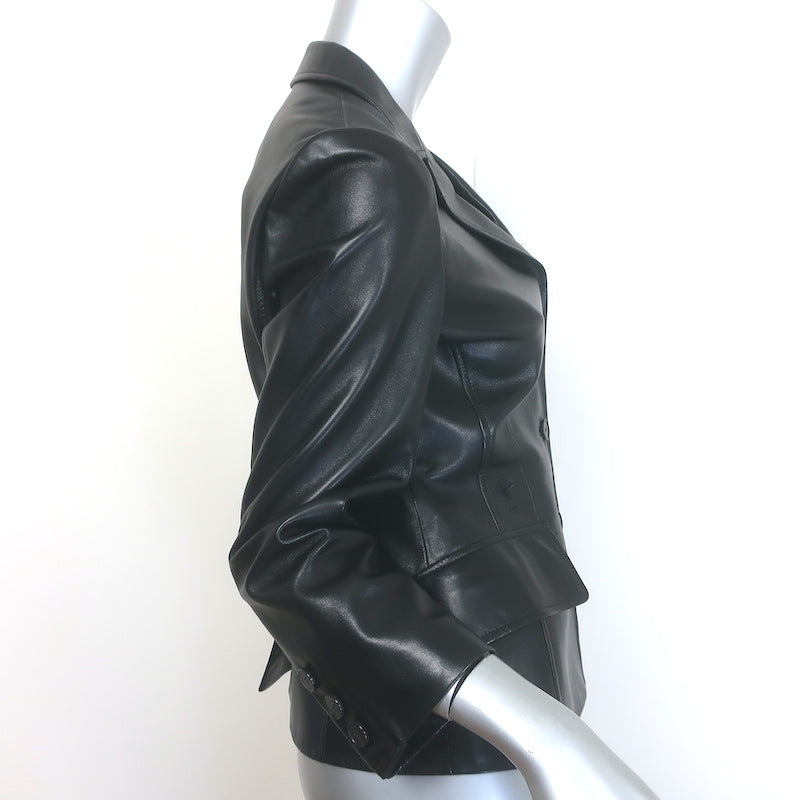Christian Dior Lamb Leather Bar Jacket Black Size US 6 Single Breasted Blazer