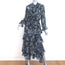 MISA Agnese Tiered Ruffle Midi Dress Gray/Black Floral Print Chiffon Size Small