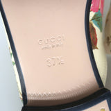 Gucci Princetown Mules Cream Rose Print Leather Size 37.5 Slip-On Flats NEW