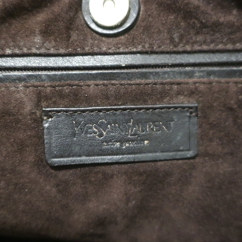 Vintage Yves Saint Laurent Large Hobo Bag Brown Leather