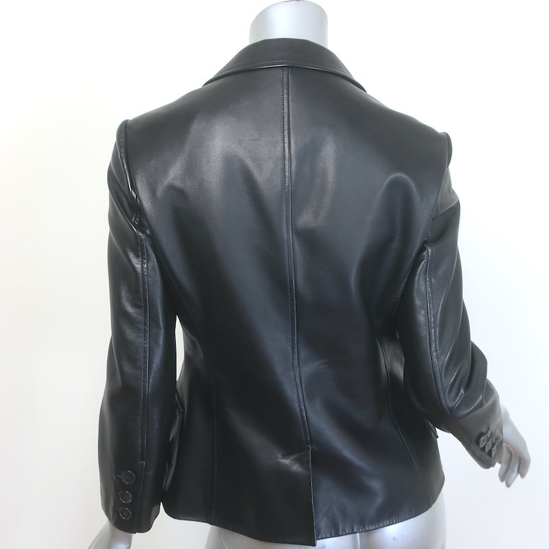 Christian Dior Lamb Leather Bar Jacket Black Size US 6 Single Breasted Blazer