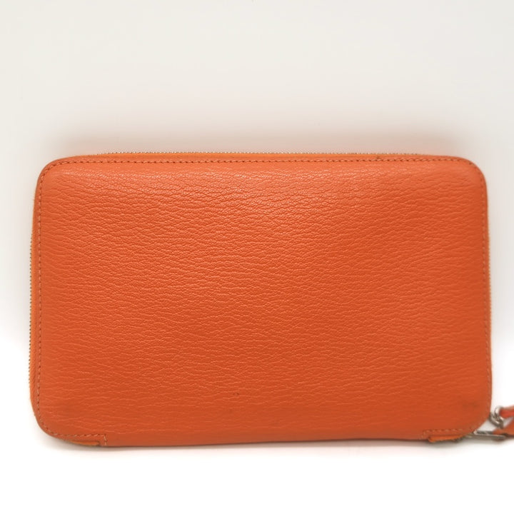Hermes 2005 Vision Zip Agenda Cover Orange Chevre Leather Palladium Hardware