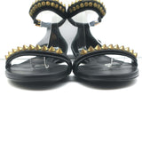 Alexander McQueen Spike Studded Ankle Strap Sandals Black Leather Size 37 NEW
