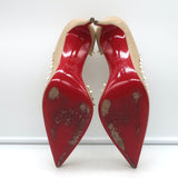 Christian Louboutin Irishell 85 Studded d'Orsay Pumps Nude Leather Size 38.5