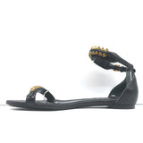 Alexander McQueen Spike Studded Ankle Strap Sandals Black Leather Size 37 NEW