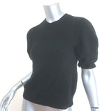 Frame Shirred Short Sleeve Cashmere Sweater Black Size Extra Small
