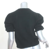 Frame Shirred Short Sleeve Cashmere Sweater Black Size Extra Small
