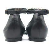 Alexander McQueen Spike Studded Ankle Strap Sandals Black Leather Size 37 NEW