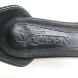 Alexander McQueen Spike Studded Ankle Strap Sandals Black Leather Size 37 NEW