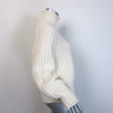 Arch4 Ellis Cashmere Turtleneck Sweater Cream Ribbed Knit One Size