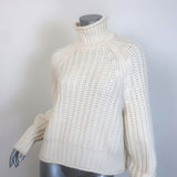Arch4 Ellis Cashmere Turtleneck Sweater Cream Ribbed Knit One Size