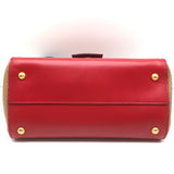 Fendi Silvana Top Handle Bag Red & Brown Leather Small Crossbody