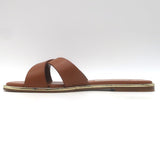 Aquazzura Divine Crisscross Slide Sandals Brown Leather Size 37.5
