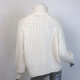 Arch4 Ellis Cashmere Turtleneck Sweater Cream Ribbed Knit One Size