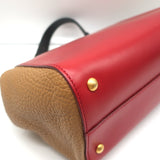 Fendi Silvana Top Handle Bag Red & Brown Leather Small Crossbody