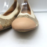 Chanel cap-toe sequin scrunch ballet flats, gold and beige leather, authentic pre-owned luxury (EU 39)