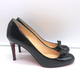 Christian Louboutin Simplenodo Bow Pumps Black Patent Leather Size 38