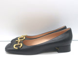 Gucci Baby Horsebit Ballet Flats Black Leather Size 38.5