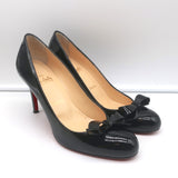 Christian Louboutin Simplenodo Bow Pumps Black Patent Leather Size 38